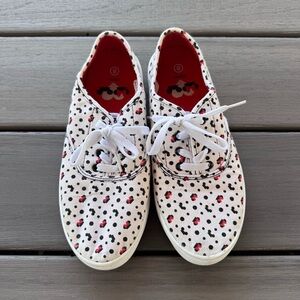 Disney Minnie & Mickey Mouse Women’s Lace Sneakers Size 8 White Black Red‎